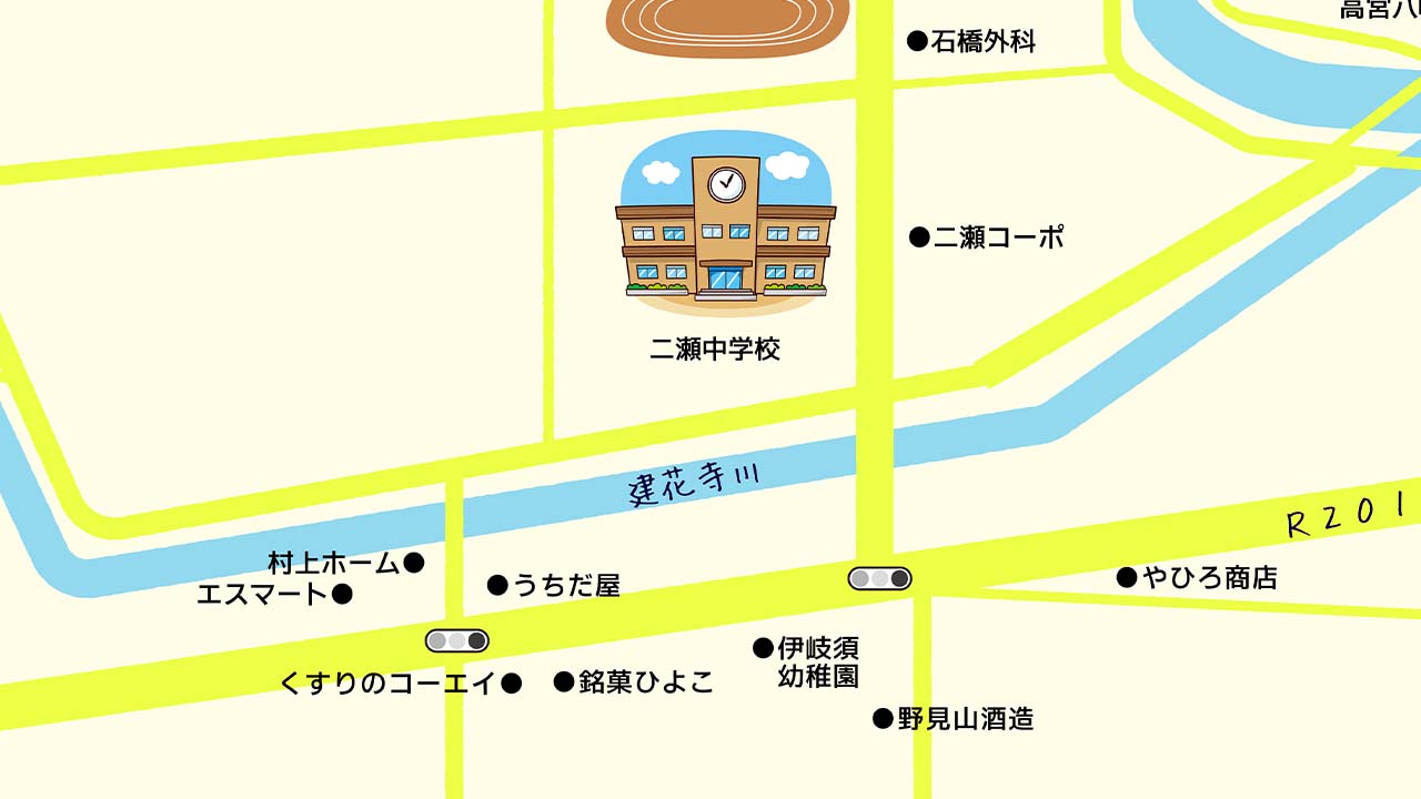 二瀬地区の思い出マップ(伊岐須周辺)